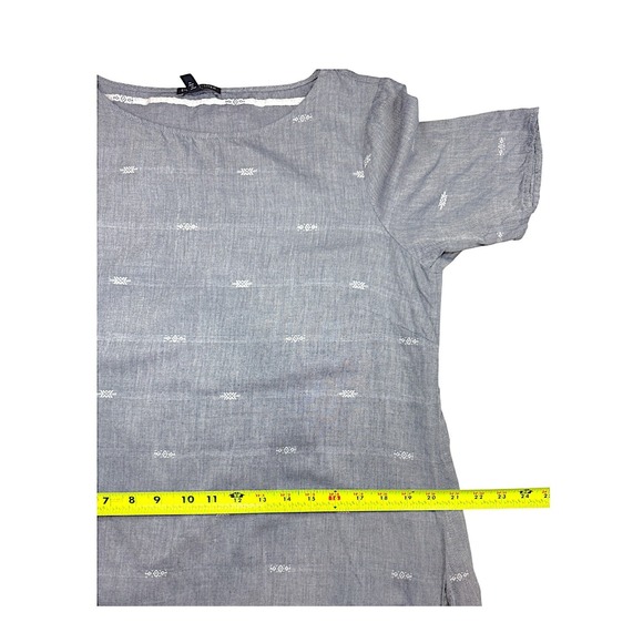 Eileen Fisher Blue Cotton Nomadic Stripe A-Line Boat Neck Shift Dress Size M - Picture 11 of 14